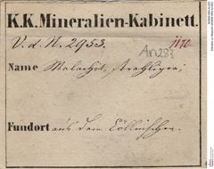 Etiketten zu Malachit (NHMW-MIN-An283)